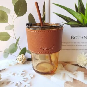 Glass tumbler with straw My Store