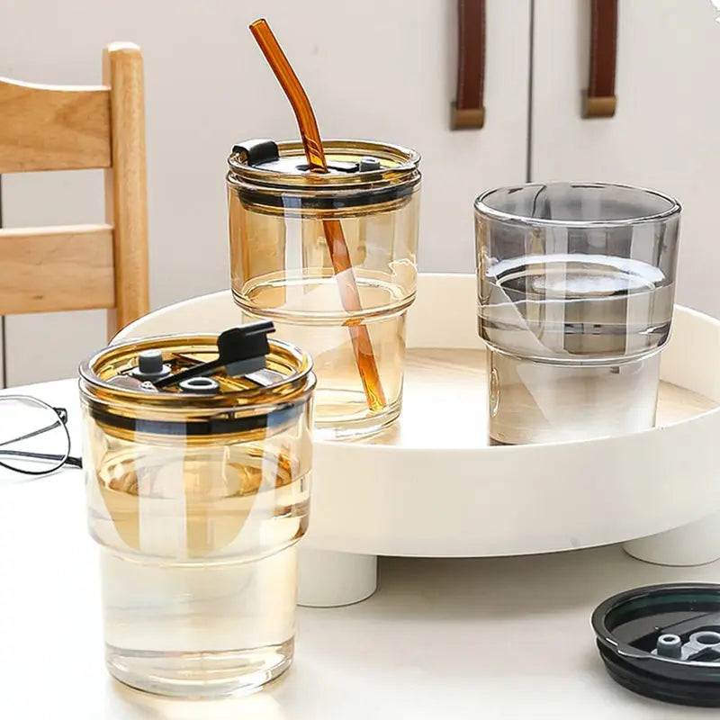 Glass tumbler with straw My Store