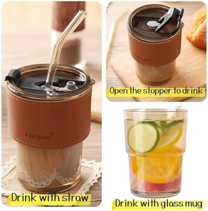 Glass tumbler with straw My Store