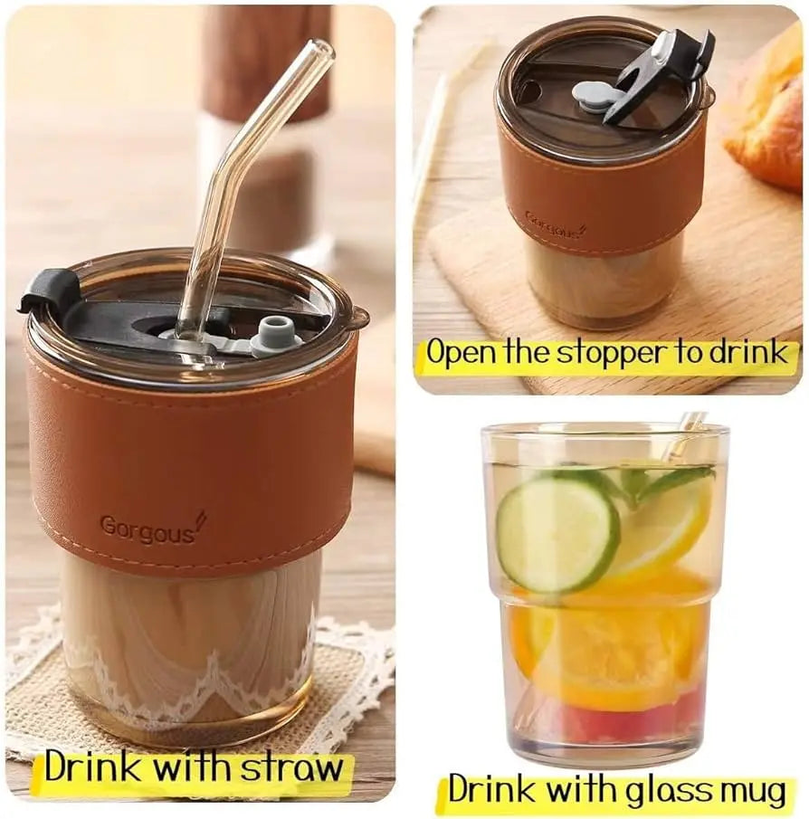 Glass tumbler with straw My Store