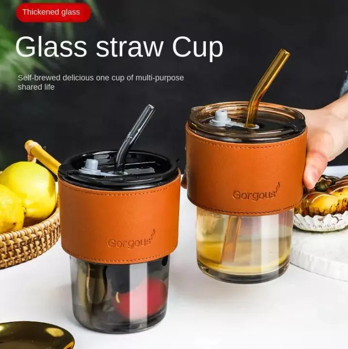 Glass tumbler with straw My Store